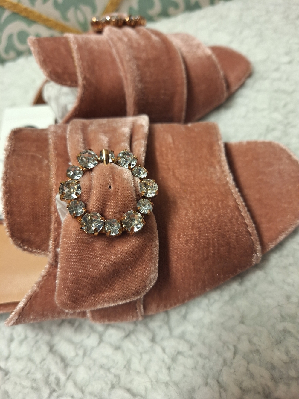 A New Day Womens Pink Velvet Slip-On Mule with Crystal Buckle 7 - Picture 6 of 8